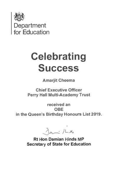 OBE Award for Amarjit Cheema – CEO